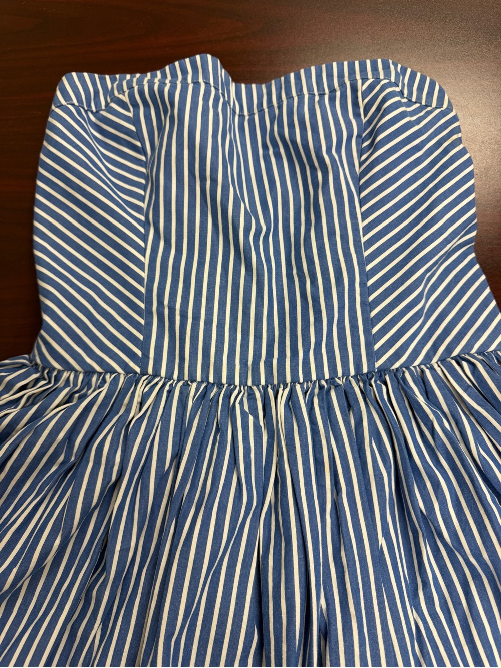Abercrombie & Fitch Blue White Stripe Strapless Tube Mini Dress Smocked Size M - Picture 6 of 9